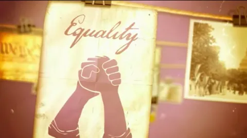 Illustration of two hands embracing under the title "Equality". 