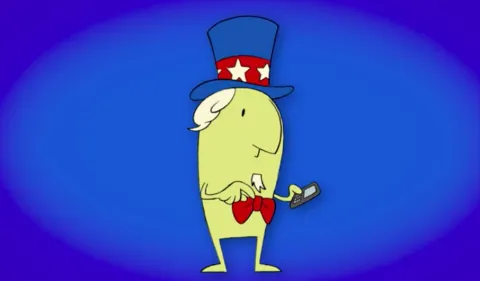 Facts of Congress character with hat and bowtie. 