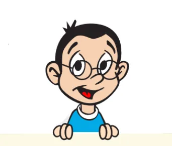 Cartoon-like illustration of a kid with glasses