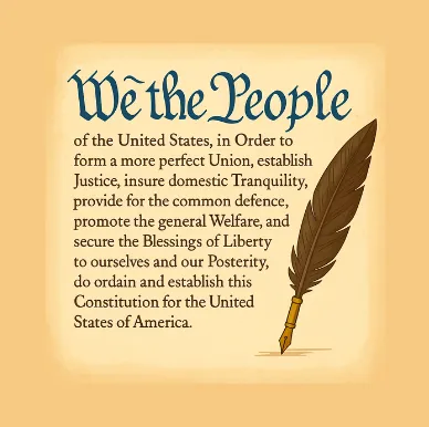 Illustration of the Preamble of the Constitution of the United States of America.