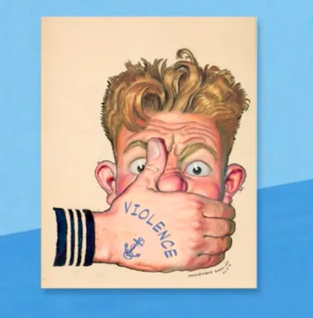 Illustration of a hand covering a young person's mouth.