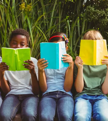 Children reading books.